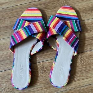 J. Crew striped rainbow bright slip on sandals